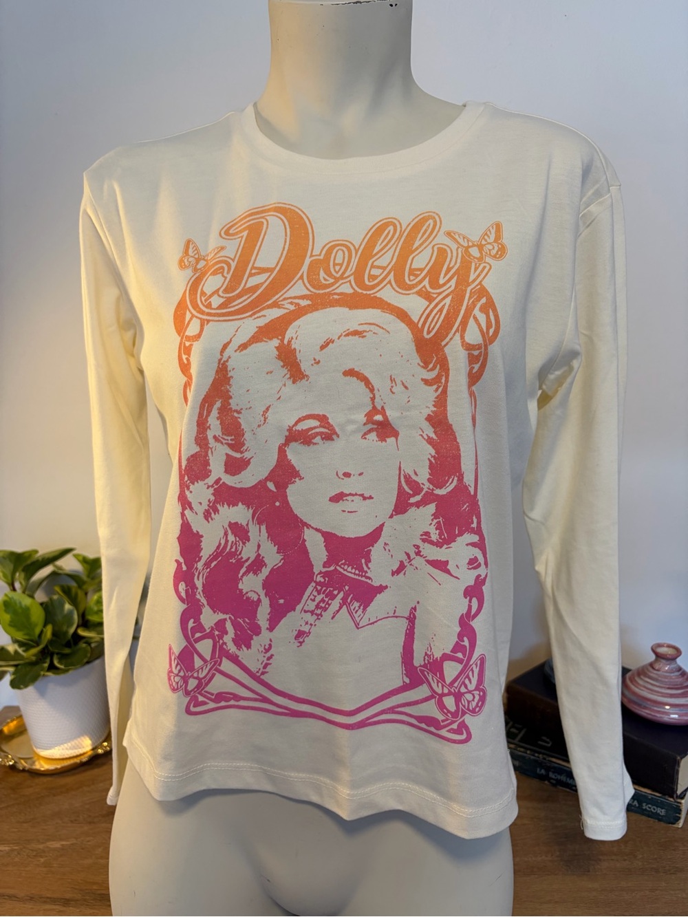 Gap Kids Dolly Parton Portrait Butterfly Long Sleeve Tee Girls XL 12